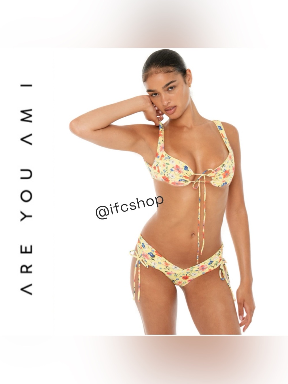 NWT Are You Am I NOU Bikini Swim Set in Lemon Blossom S/M